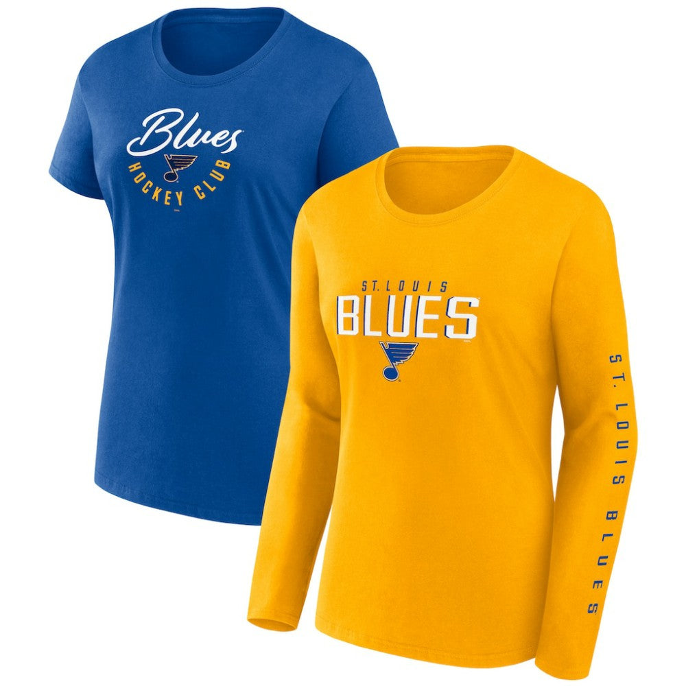 St. Louis Blues Fanatics Women's Long and Short Sleeve Two-Pack T-Shirt Set - Blue T-shirts