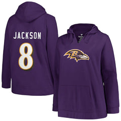 Lamar Jackson Baltimore Ravens Profile Women's Plus Size Player Name & Number Pullover Hoodie - Purple cheap