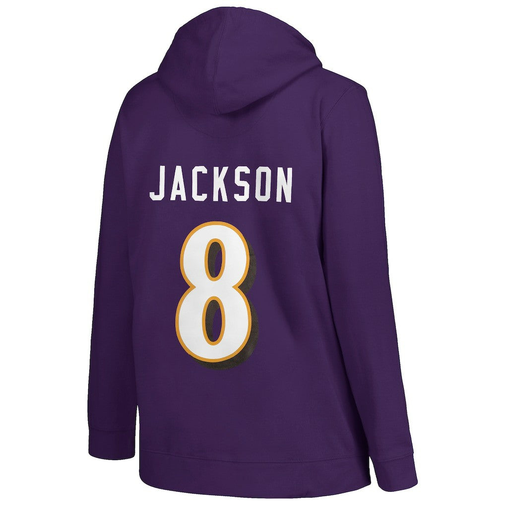 Lamar Jackson Baltimore Ravens Profile Women's Plus Size Player Name & Number Pullover Hoodie - Purple cheap