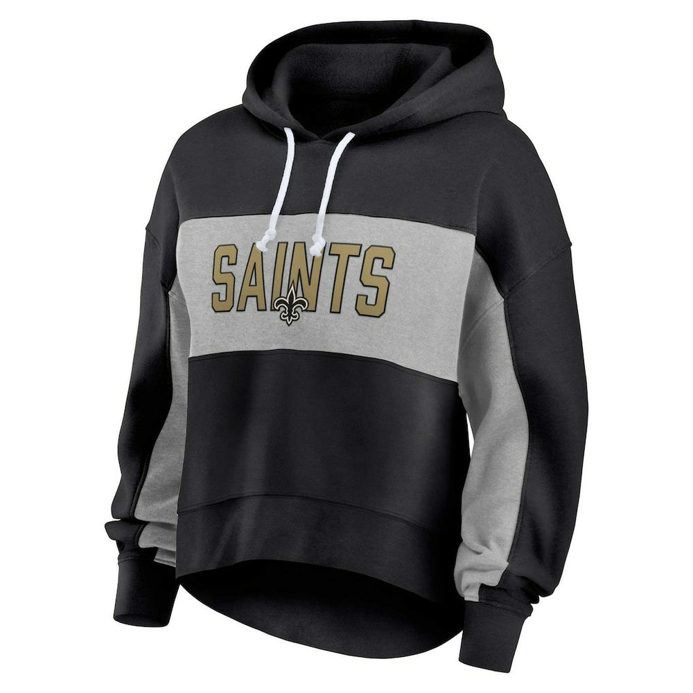 New Orleans Saints Women's Filled Stat Sheet Lighweight Modest Crop Hoodie - Black sale