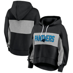Carolina Panthers Women's Filled Stat Sheet Lighweight Modest Crop Hoodie - Black discount