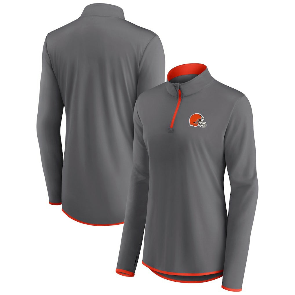 Cleveland Browns Women's Adult Corner Long Sleeve 1/4 Zip Top - Gray on sale