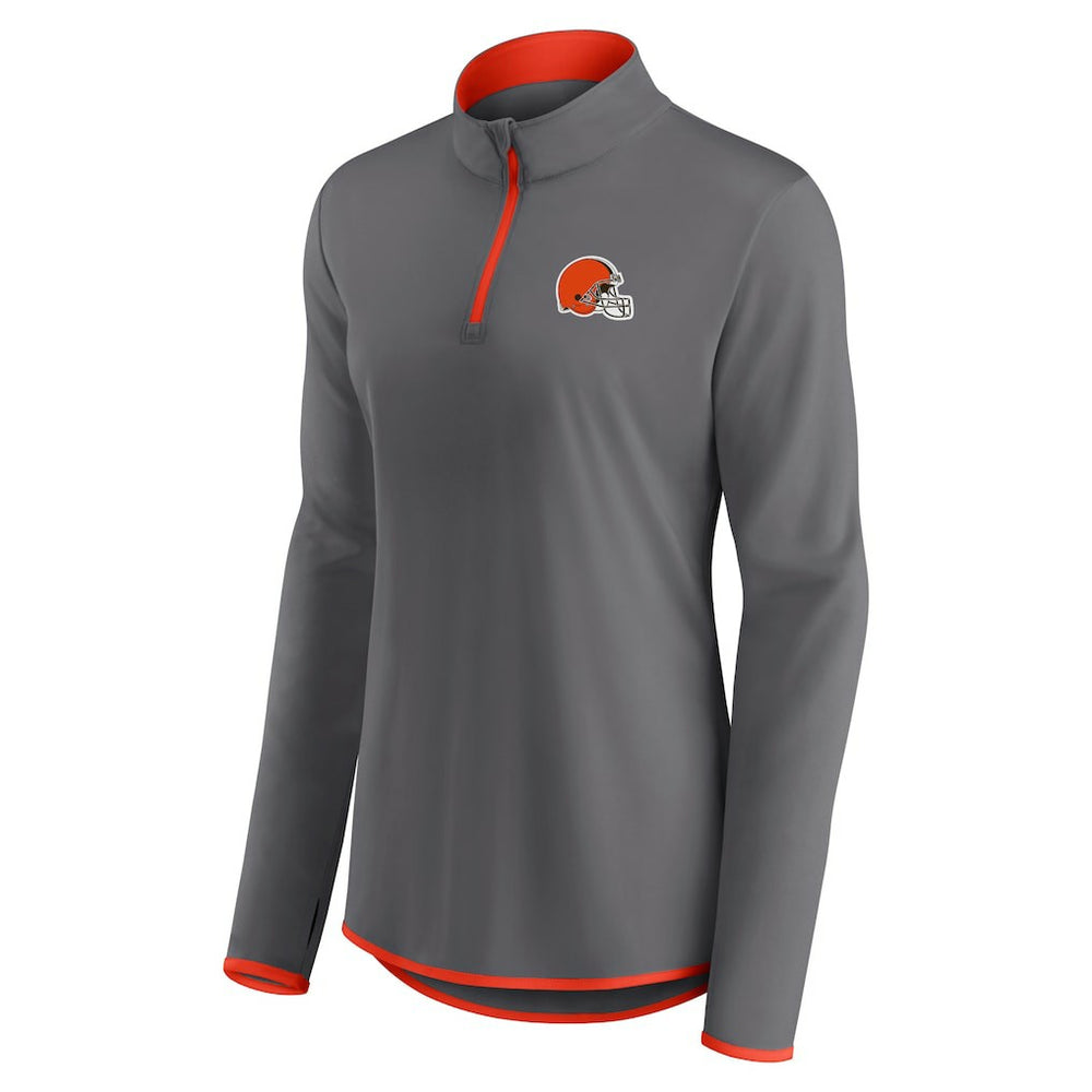 Cleveland Browns Women's Adult Corner Long Sleeve 1/4 Zip Top - Gray on sale