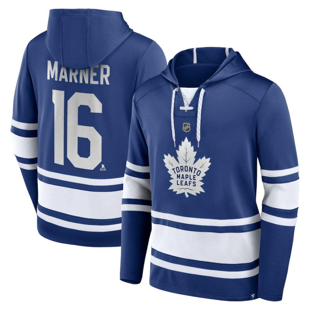 Mitch Marner Toronto Maple Leafs Fanatics Name & Number Lace-Up Pullover Hoodie - Blue Hoodies