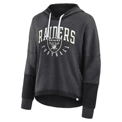 Las Vegas Raiders Women's Lightewight Modest Crop Lounge Helmet Arch Pullover Hoodie - Charcoal for sale