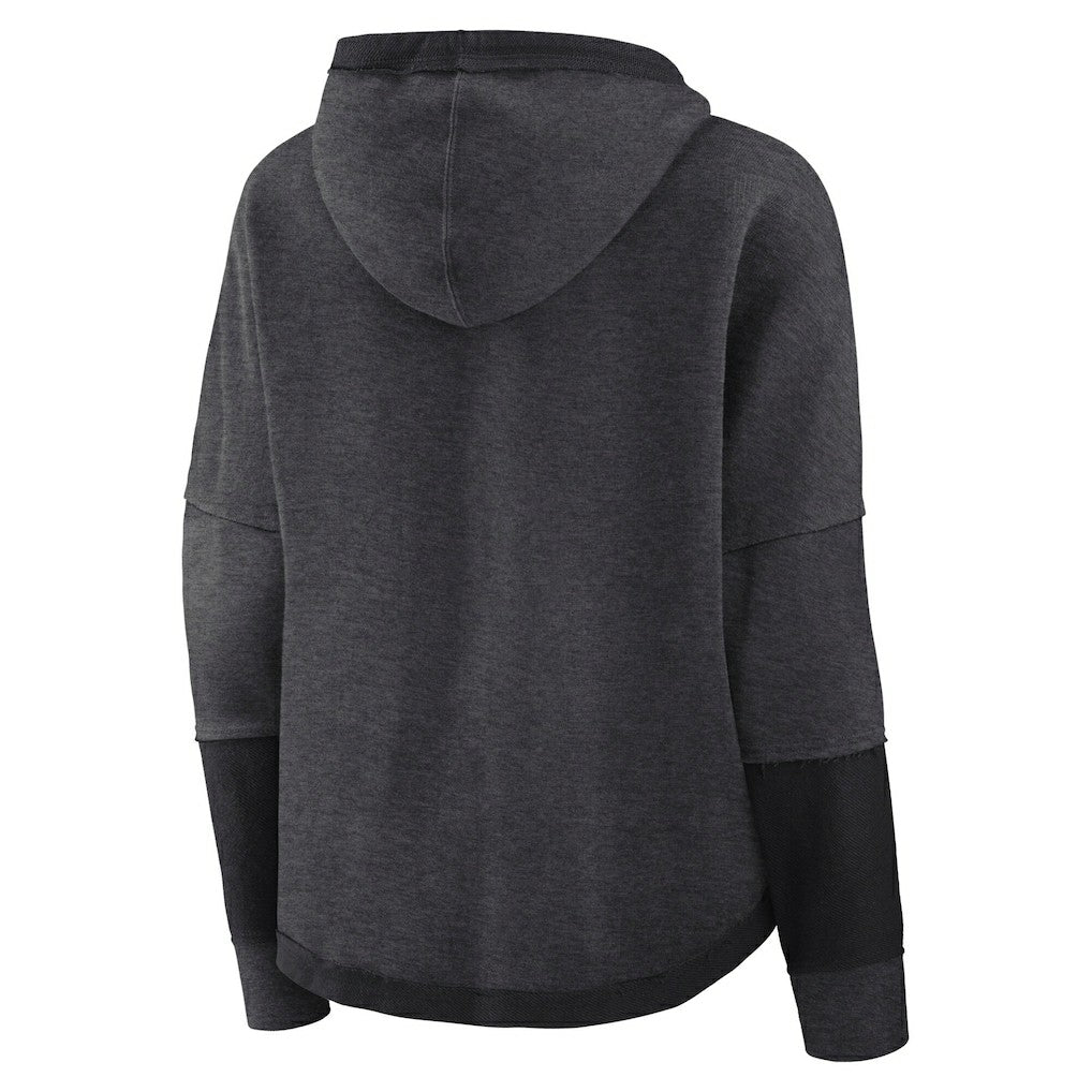 Cleveland Browns Women's Lightewight Modest Crop Lounge Helmet Arch Pullover Hoodie - Charcoal discount