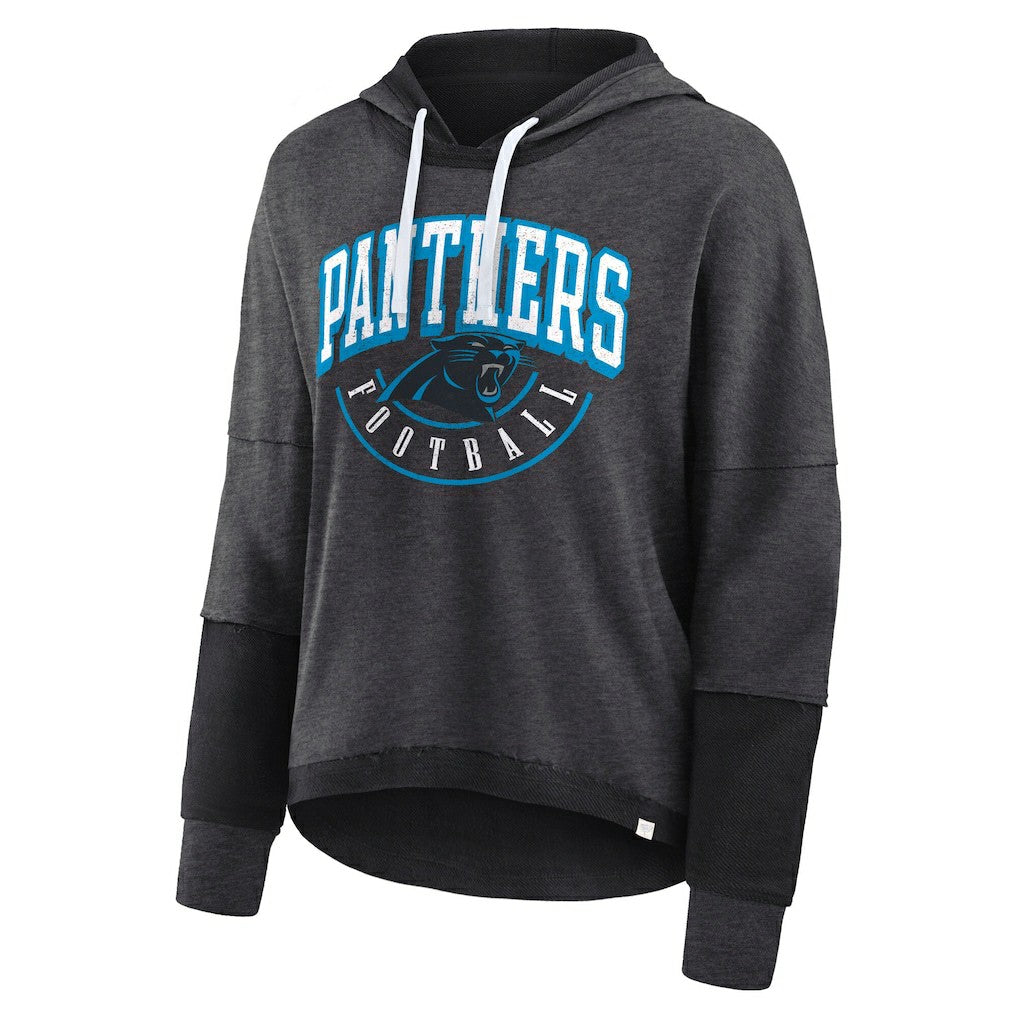 Carolina Panthers Women's Lightewight Modest Crop Lounge Helmet Arch Pullover Hoodie - Charcoal cheap