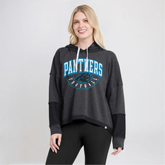 Carolina Panthers Women's Lightewight Modest Crop Lounge Helmet Arch Pullover Hoodie - Charcoal cheap