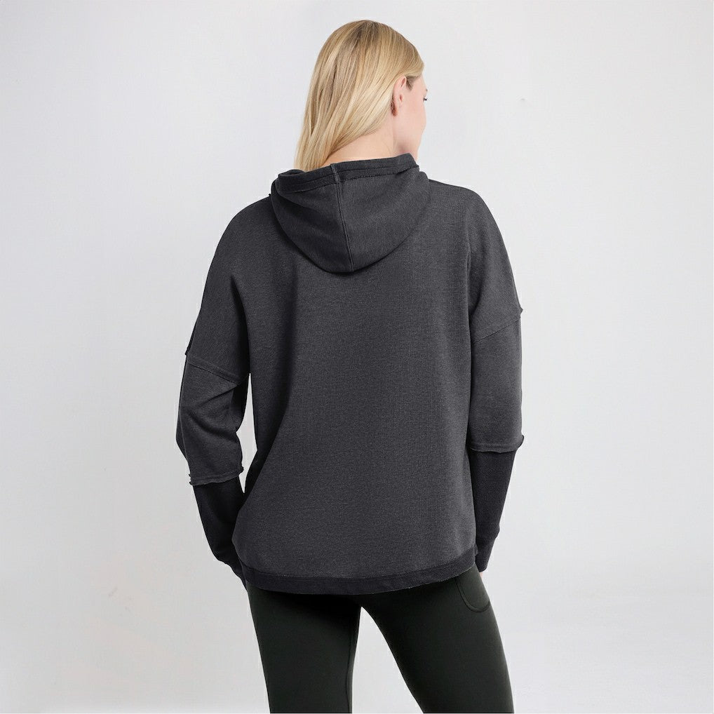Carolina Panthers Women's Lightewight Modest Crop Lounge Helmet Arch Pullover Hoodie - Charcoal cheap