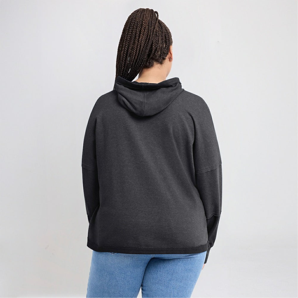 Carolina Panthers Women's Lightewight Modest Crop Lounge Helmet Arch Pullover Hoodie - Charcoal cheap
