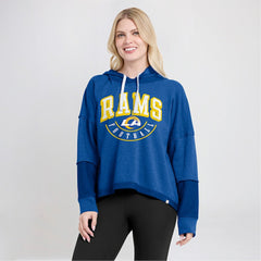 Los Angeles Rams Women's Lightewight Modest Crop Lounge Helmet Arch Pullover Hoodie - Royal sale