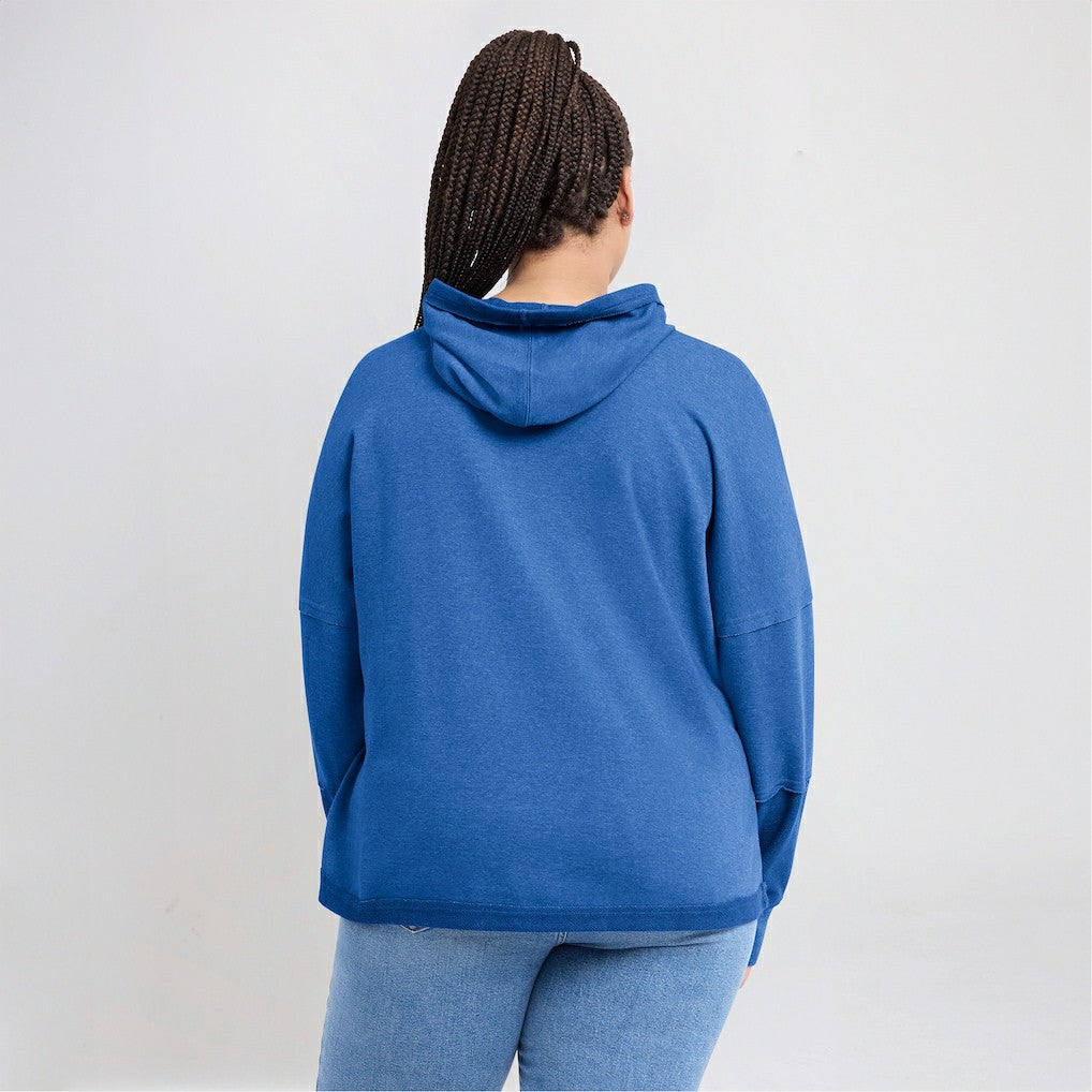 Los Angeles Chargers Women's Lightewight Modest Crop Lounge Helmet Arch Pullover Hoodie - Powder Blue for sale