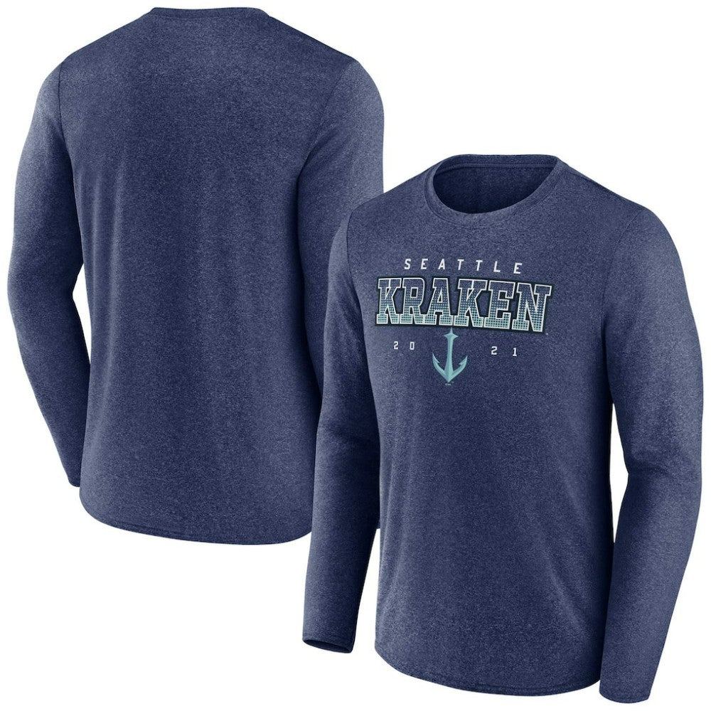 Seattle Kraken Fanatics Long Sleeve T-Shirt - Heather Deep Sea Blue T-shirts