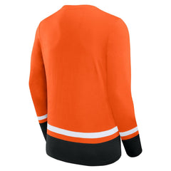 Philadelphia Flyers Fanatics Back Pass Lace-Up Long Sleeve T-Shirt - Orange T-shirts