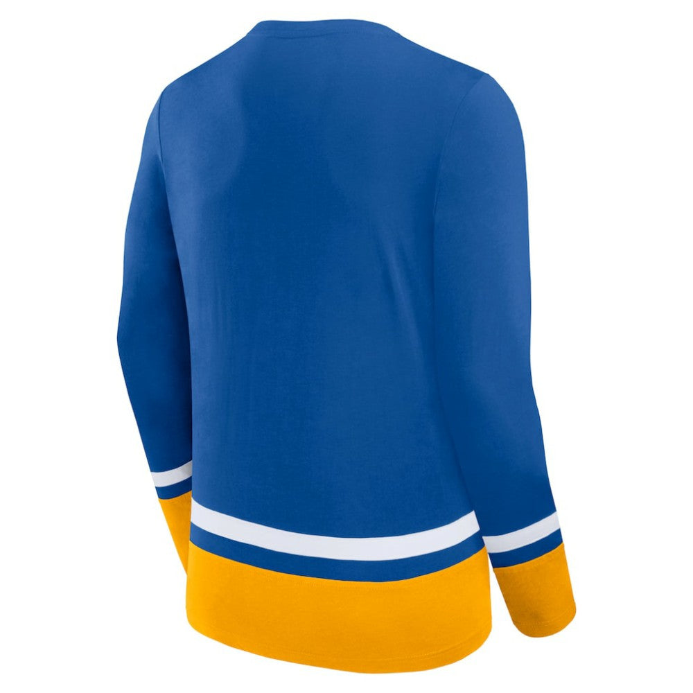 St. Louis Blues Fanatics Back Pass Lace-Up Long Sleeve T-Shirt - Blue T-shirts