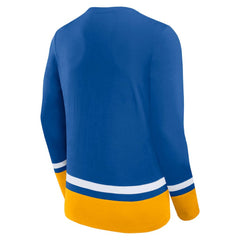 St. Louis Blues Fanatics Back Pass Lace-Up Long Sleeve T-Shirt - Blue T-shirts