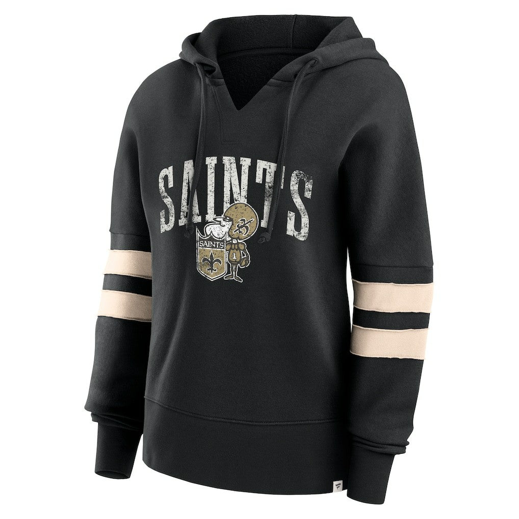 New Orleans Saints Women's Bold Move Dolman V-Neck Hip HIp Hoodie - Black on sale