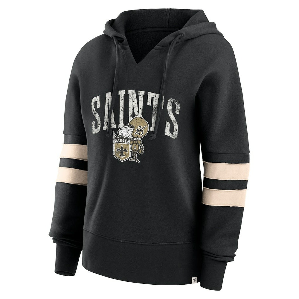 New Orleans Saints Women's Bold Move Dolman V-Neck Hip HIp Hoodie - Black on sale