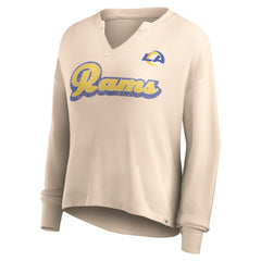 Los Angeles Rams Women's Go For It Notch Neck Waffle Knit Lightweight Long Sleeve T-Shirt - Tan online