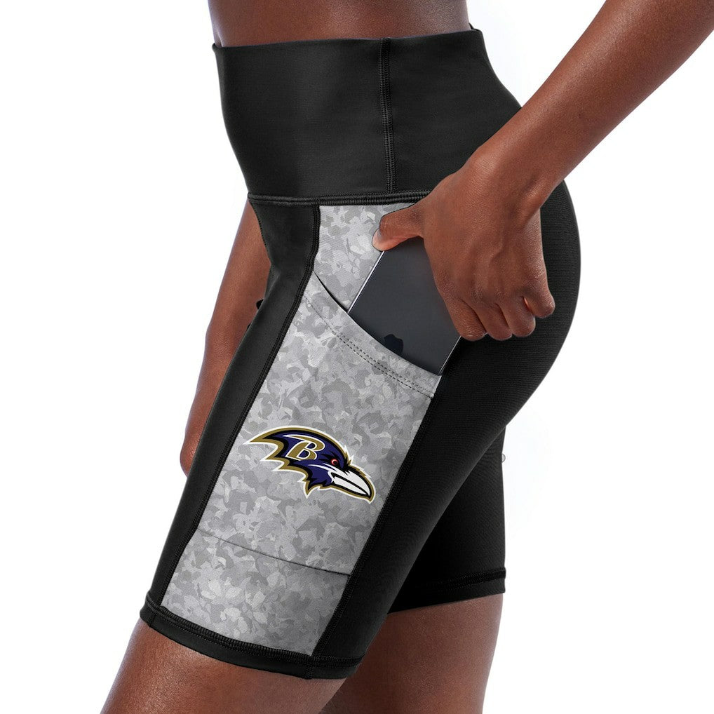 Baltimore Ravens Certo Women's High Waist Logo Two-Pocket Biker Shorts - Black sale
