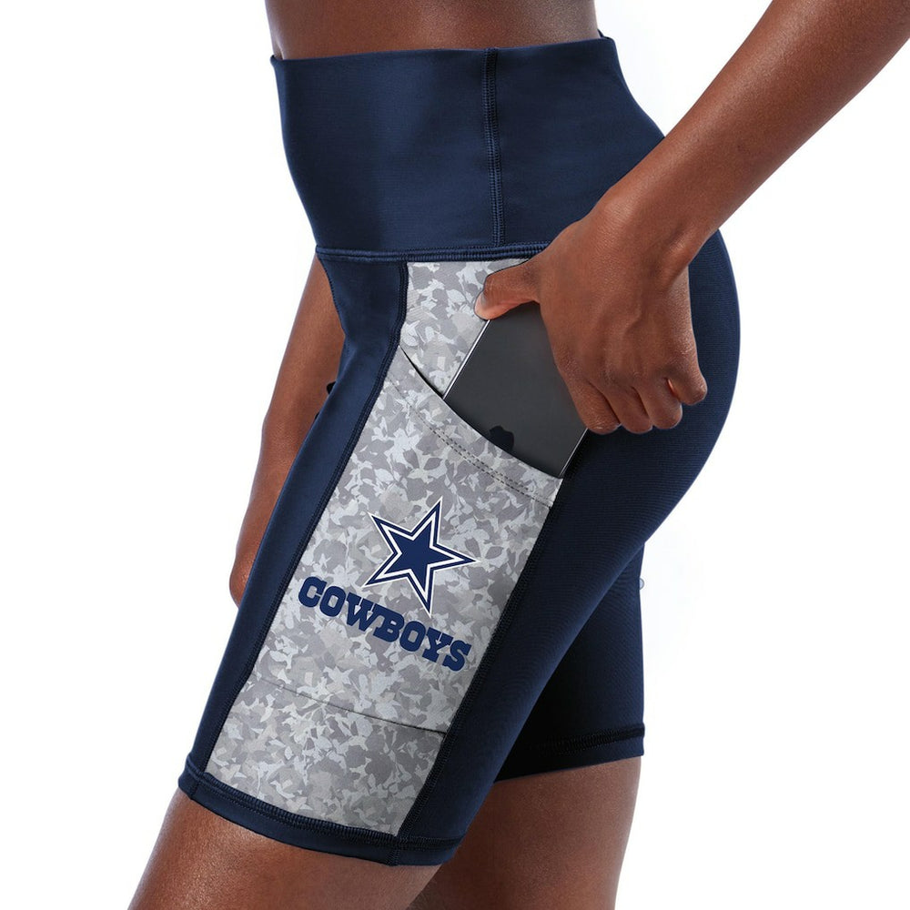 Dallas Cowboys Certo Women's High Waist Logo Two-Pocket Biker Shorts - Navy outlet