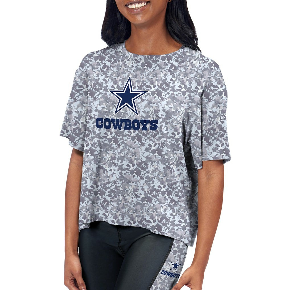 Dallas Cowboys Certo Women's Cropped Turnout T-Shirt - Navy discount