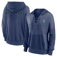 Seattle Kraken Fanatics Women's Breakout Lace-Up Pullover Hoodie - Navy Hoodies