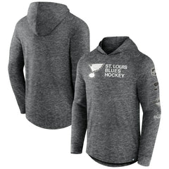 St. Louis Blues Fanatics Stacked Long Sleeve Hoodie T-Shirt - Heather Charcoal T-shirts