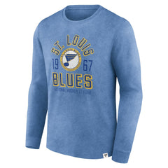 St. Louis Blues Fanatics Keep The Zone Long Sleeve T-Shirt - Heather Blue T-shirts