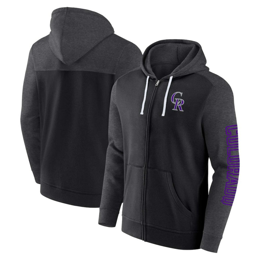 Colorado Rockies Offensive Line Up Lightweight Full-Zip Hoodie Black