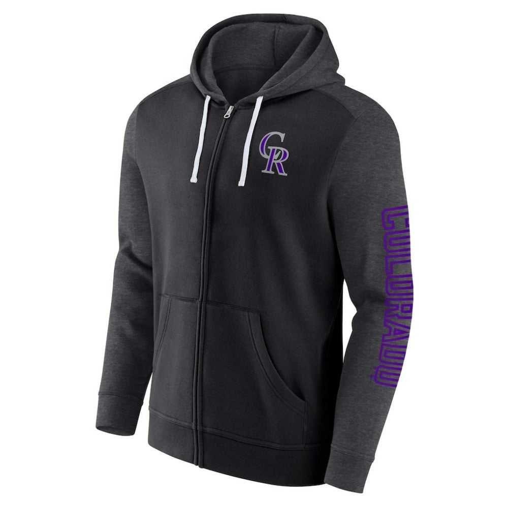 Colorado Rockies Offensive Line Up Lightweight Full-Zip Hoodie Black