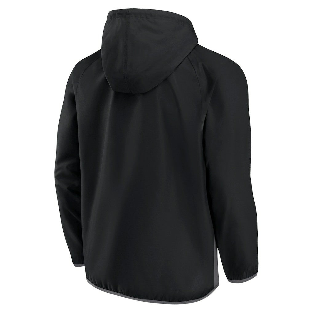Brooklyn Nets Anorak Flagrant Foul Color-Block Raglan Hoodie Half-Zip Jacket - Black/Gray for sale