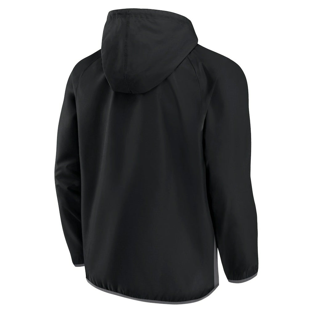 Brooklyn Nets Anorak Flagrant Foul Color-Block Raglan Hoodie Half-Zip Jacket - Black/Gray for sale