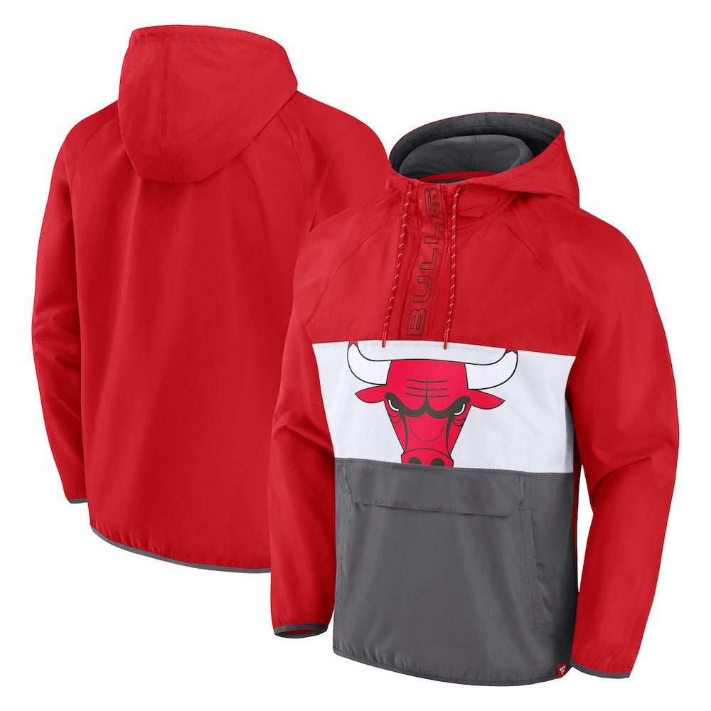 Chicago Bulls Anorak Flagrant Foul Color-Block Raglan Hoodie Half-Zip Jacket - Red/Gray shop