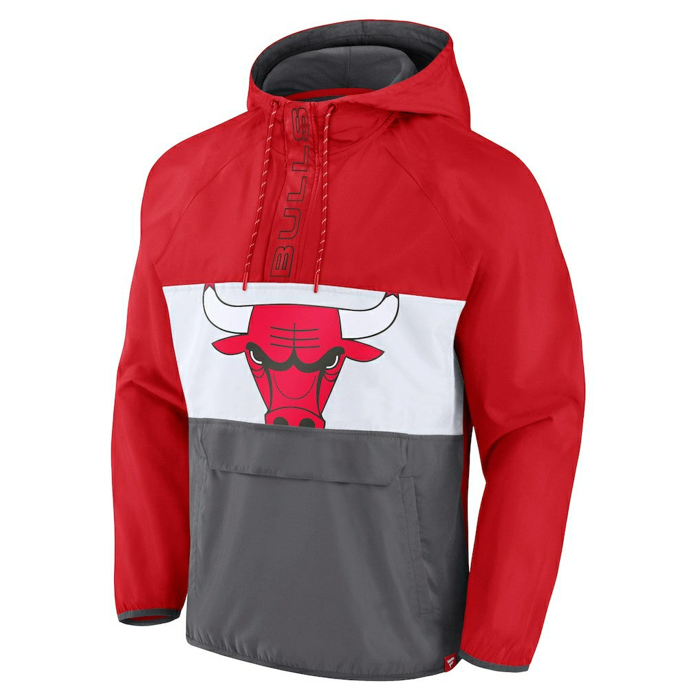 Chicago Bulls Anorak Flagrant Foul Color-Block Raglan Hoodie Half-Zip Jacket - Red/Gray shop