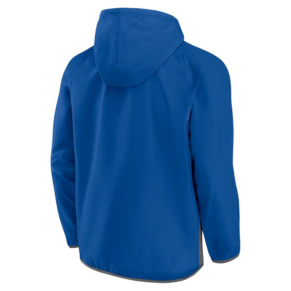 Philadelphia 76ers Anorak Flagrant Foul Color-Block Raglan Hoodie Half-Zip Jacket - Royal/Gray shop