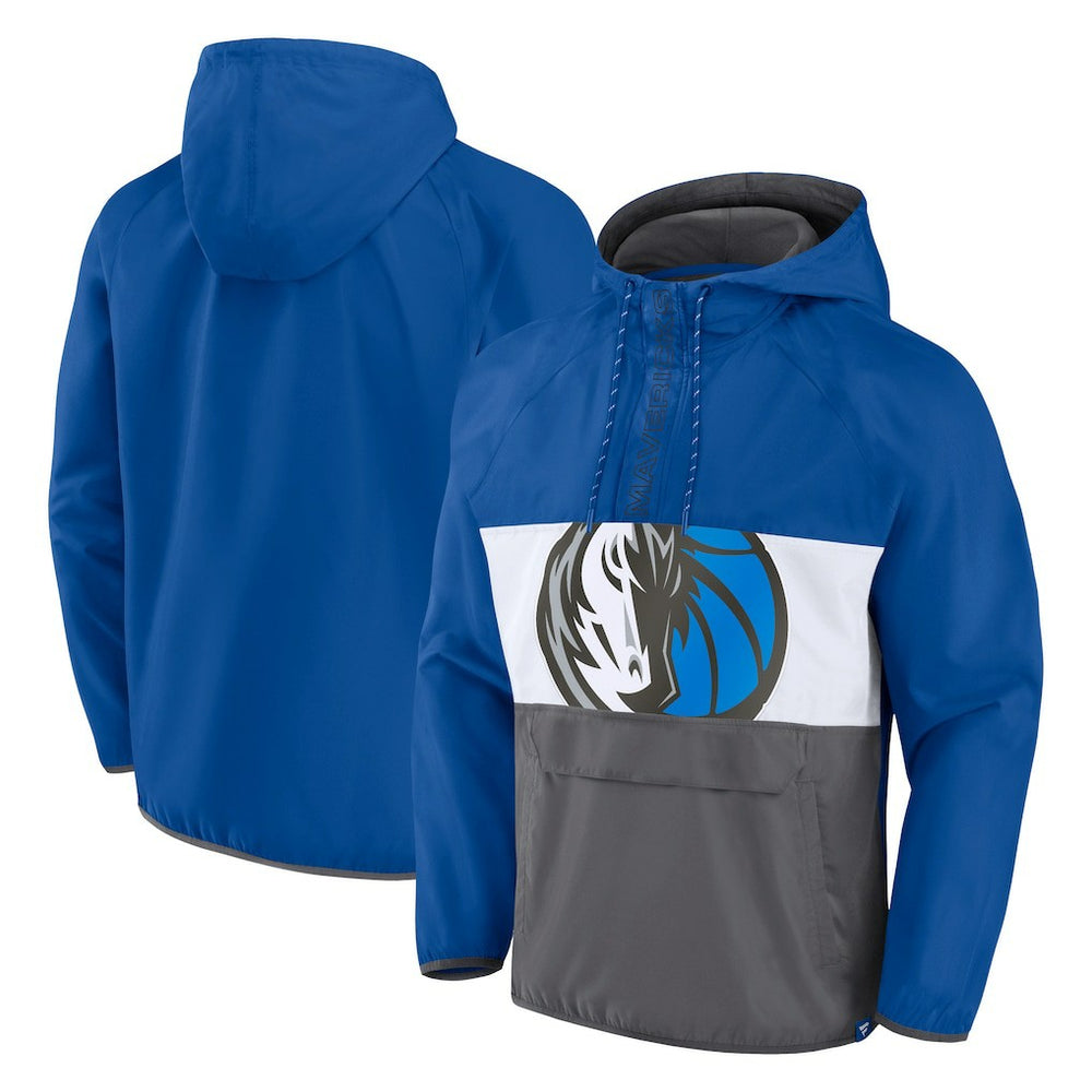 Dallas Mavericks Anorak Flagrant Foul Color-Block Raglan Hoodie Half-Zip Jacket sale - Blue/Gray outlet