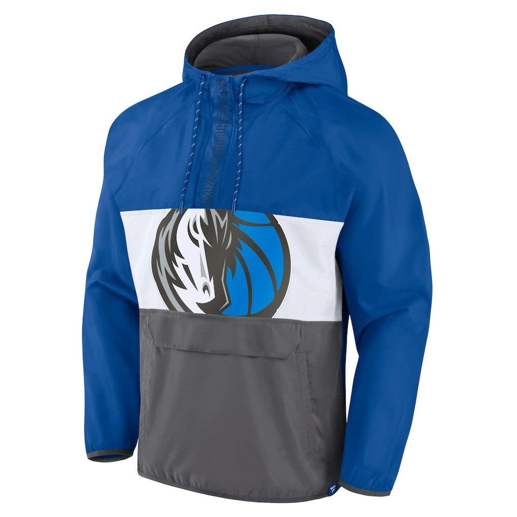 Dallas Mavericks Anorak Flagrant Foul Color-Block Raglan Hoodie Half-Zip Jacket sale - Blue/Gray outlet