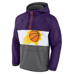 Phoenix Suns Anorak Flagrant Foul Color-Block Raglan Hoodie Half-Zip Jacket - Purple/Gray on sale