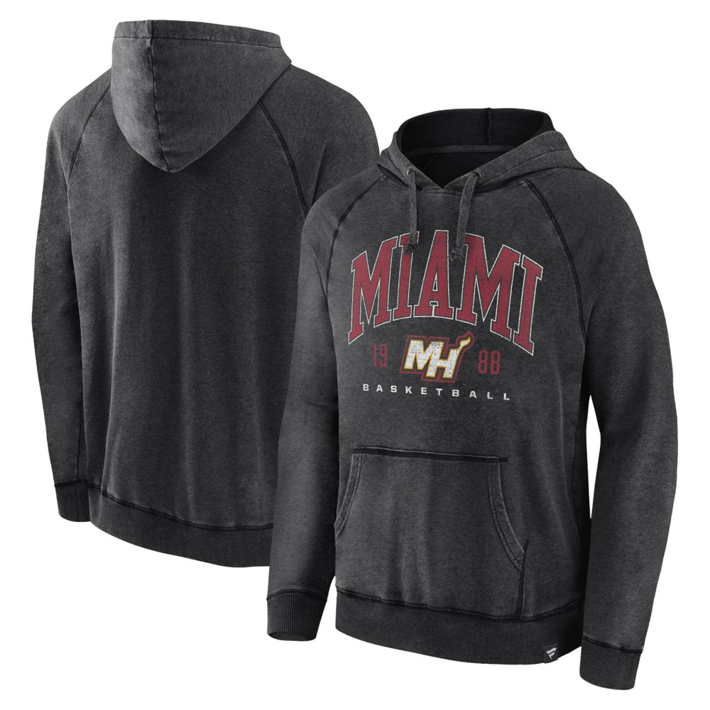 Miami Heat Foul Trouble Snow Wash Raglan Pullover Hoodie - Heather Charcoal for sale