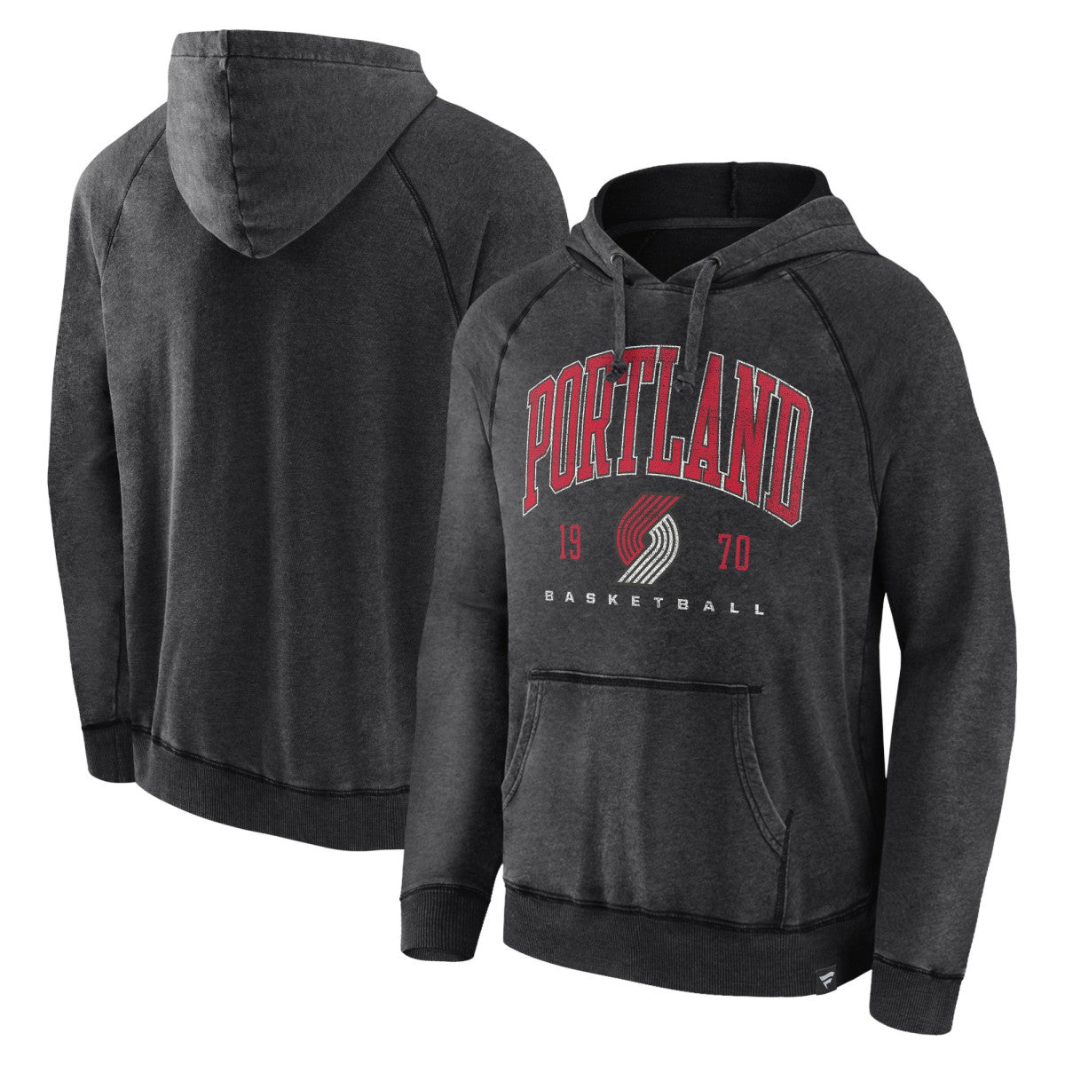 Portland Trail Blazers Foul Trouble Snow Wash Raglan Pullover Hoodie - Heather Charcoal outlet