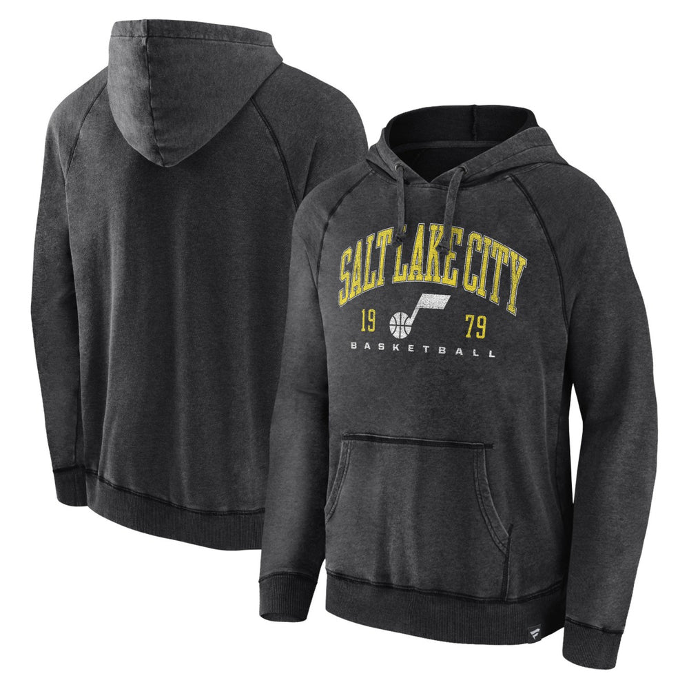 Utah Jazz Foul Trouble Snow Wash Raglan Pullover Hoodie - Heather Charcoal shop