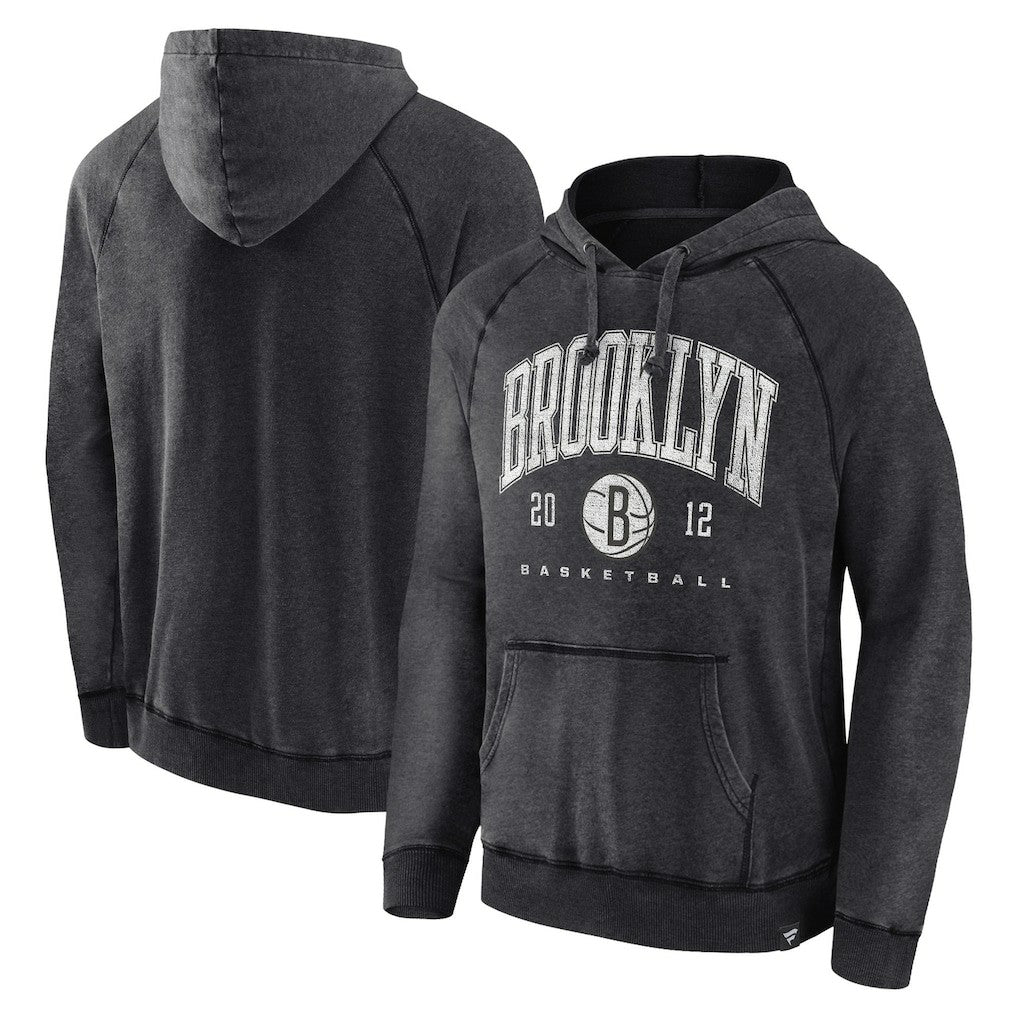 Brooklyn Nets Foul Trouble Snow Wash Raglan Pullover Hoodie - Heather Charcoal on sale
