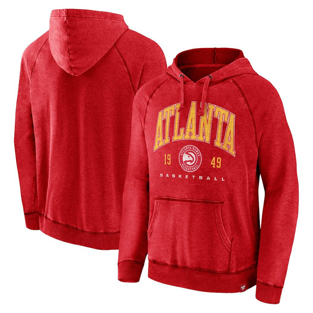 Atlanta Hawks Foul Trouble Snow Wash Raglan Pullover Hoodie - Heather Red shop