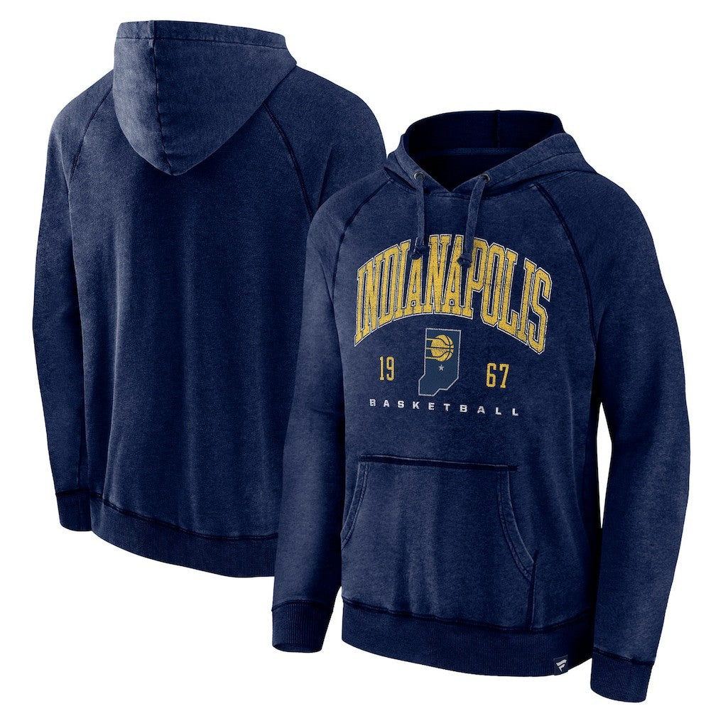 Indiana Pacers Foul Trouble Snow Wash Raglan Pullover Hoodie - Heather Navy sale