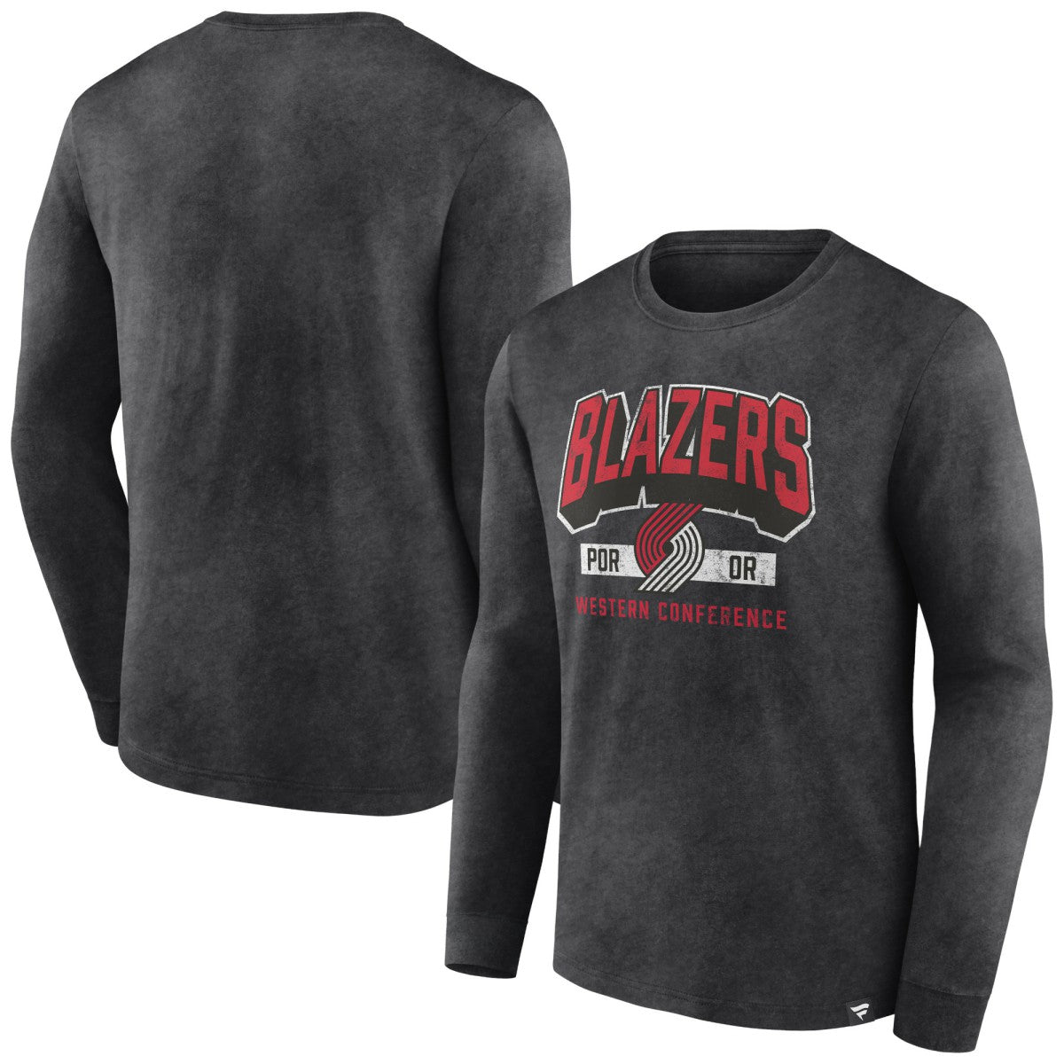 Portland Trail Blazers Front Court Press Snow Wash Long Sleeve T-Shirt - Heather Charcoal cheap