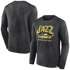 Utah Jazz Front Court Press Snow Wash Long Sleeve T-Shirt - Heather Charcoal discount
