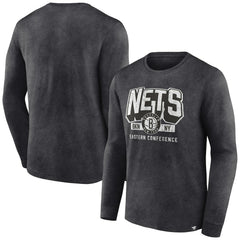 Brooklyn Nets Front Court Press Snow Wash Long Sleeve T-Shirt - Heather Charcoal sale