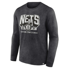 Brooklyn Nets Front Court Press Snow Wash Long Sleeve T-Shirt - Heather Charcoal sale