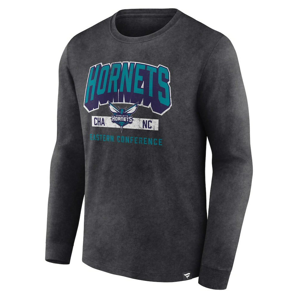 Charlotte Hornets Front Court Press Snow Wash Long Sleeve T-Shirt - Heather Charcoal online
